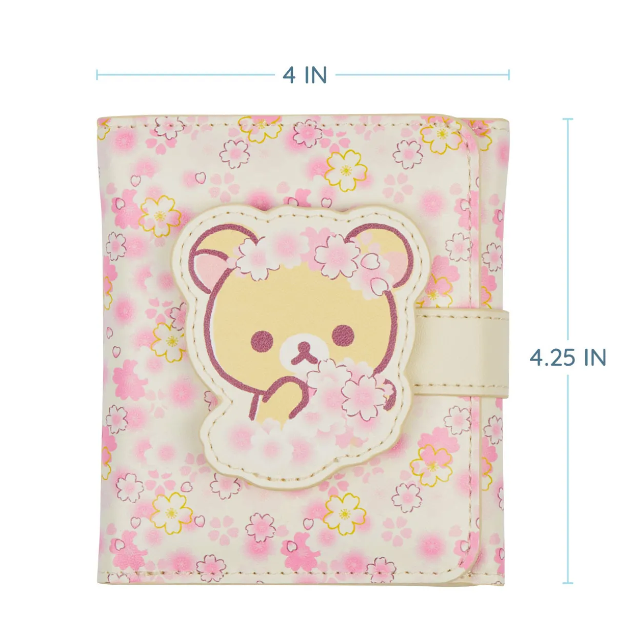 Korilakkuma Sakura Cherry Blossom Pu Leather Tri-Fold Wallet Pouch