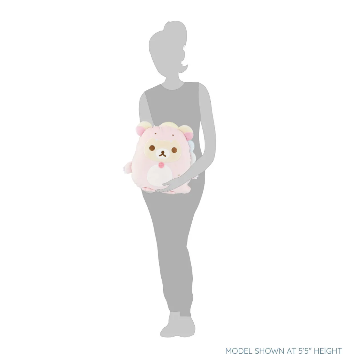 Korilakkuma San-X Original Plays with Dino Flat Mochi Series Plush - Pastel Pink