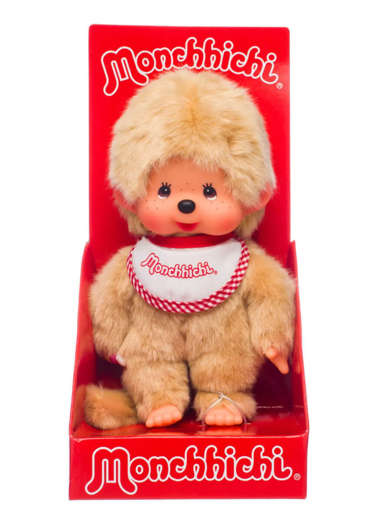 Monchhichi Beige Boy With Bib - Red/White