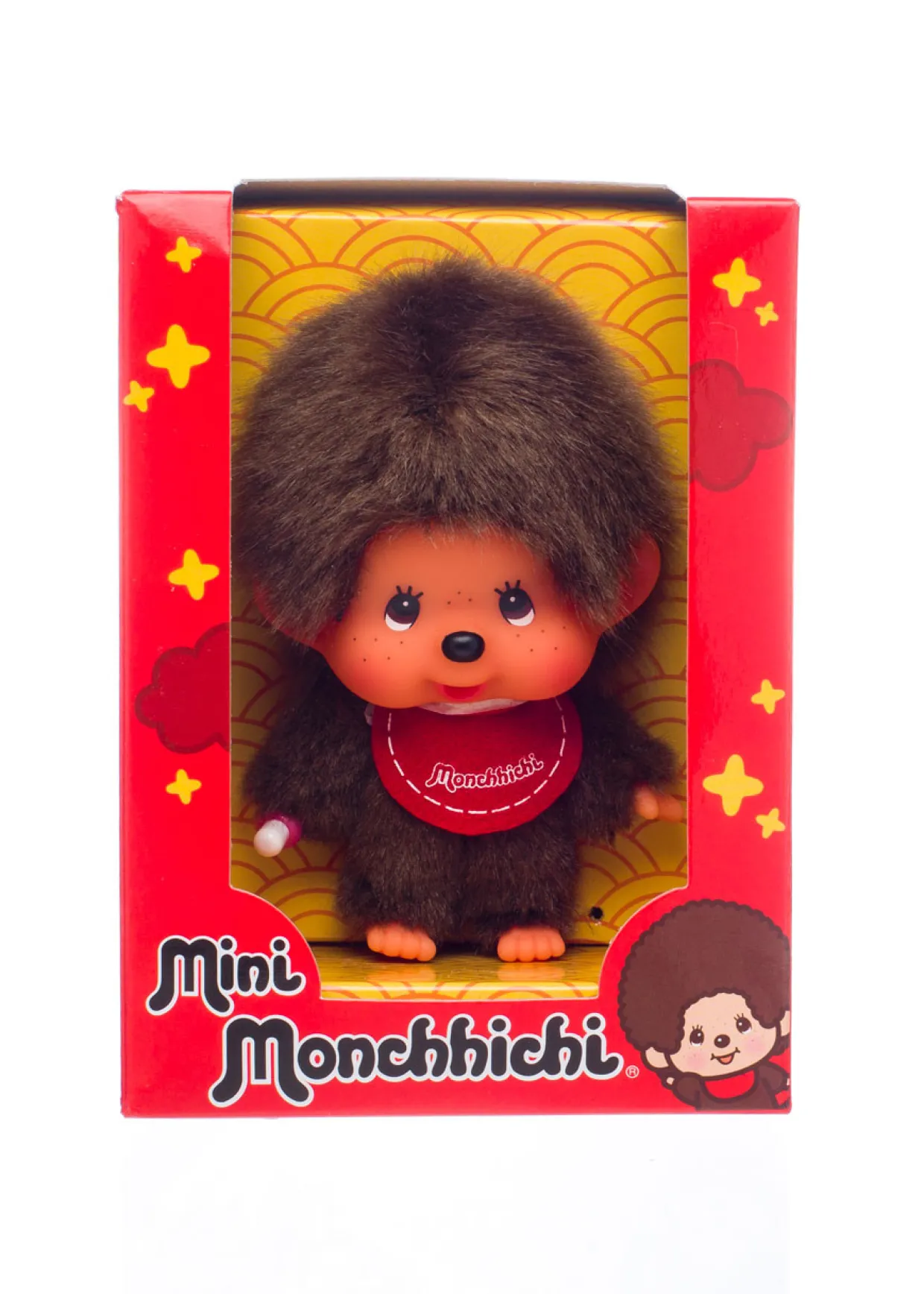Monchhichi Mini Doll Boy With Big Head and Pacifier Plush
