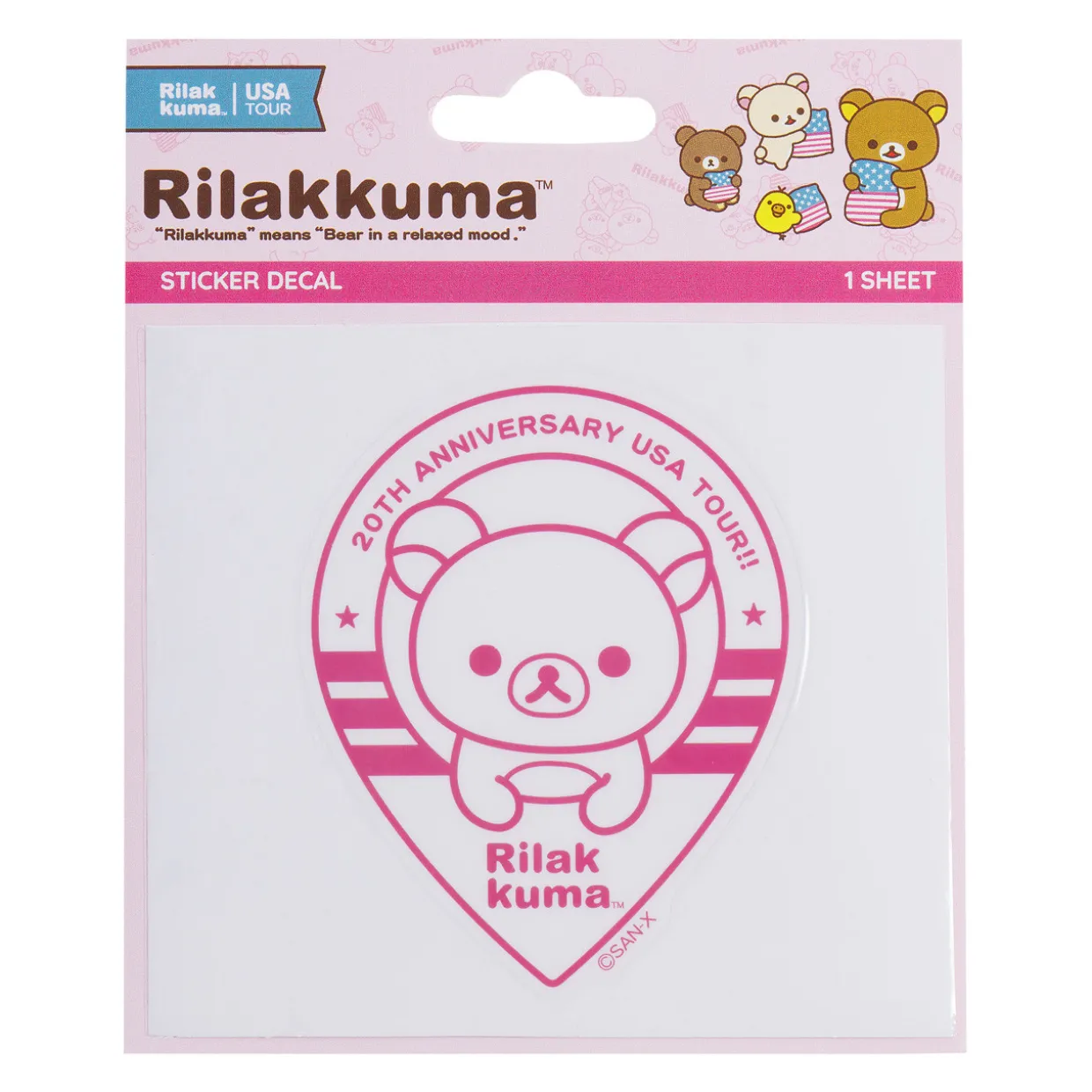 Rilakkuma 20th Anniversary USA Tour Drop Pin Decal - Red