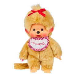 Sekiguchi Monchhichi Beige Girl With Bib - Red/White