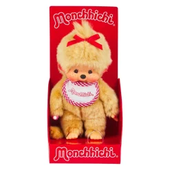 Sekiguchi Monchhichi Beige Girl With Bib - Red/White