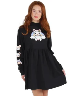 tokidoki Super Bear Mock Neck Long Sleeve Dress - Black